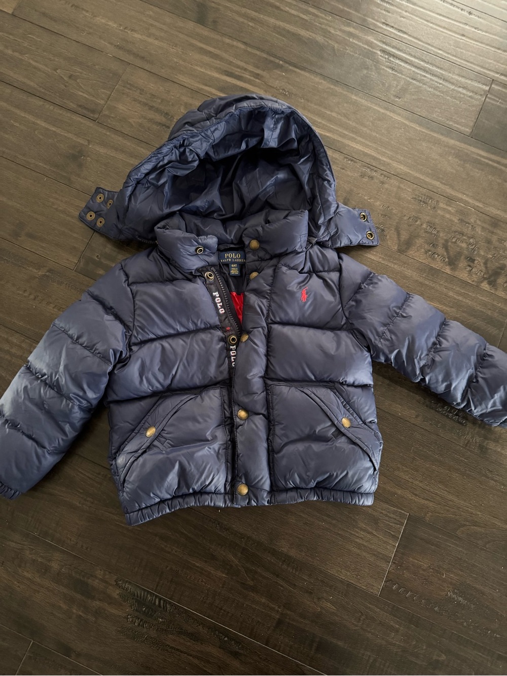 Polo by Ralph Lauren Boys Navy Quilted Puffer Jacket with Hood